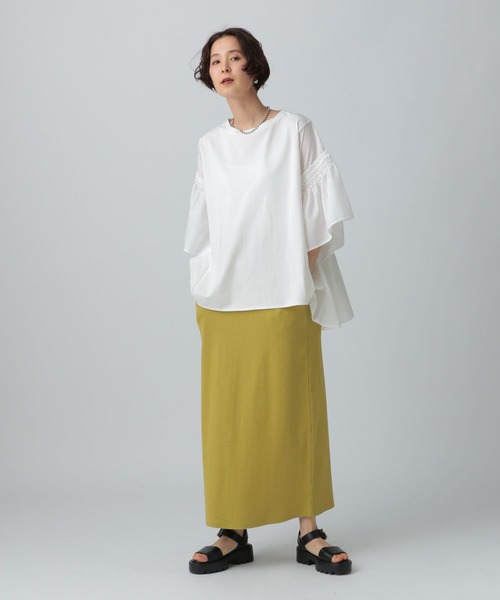 LEPSIM（レプシィム） tシャツ 異素材フリルチュニック 242848