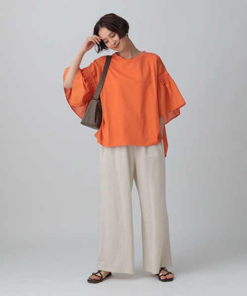 LEPSIM（レプシィム） tシャツ 異素材フリルチュニック 242848