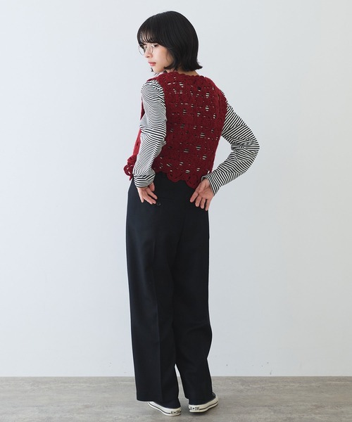 24SS bulle de savon ネパールハンドニット クロシェ ベスト AMBIDEX Store ○〇 ネパールハンドニット 花束刺繍 ベスト(F