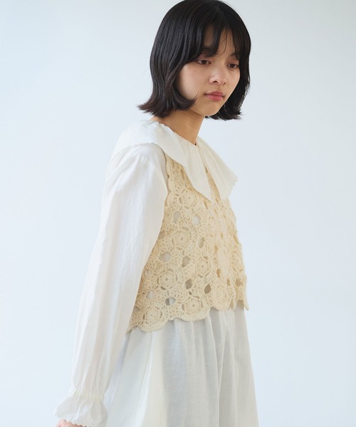 bulle de savon ベスト ジレ ネパールハンドニット かぎ針レース