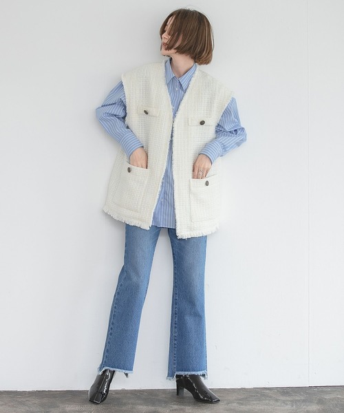 「A part by」 加工ブーツカットデニムパンツ MEDIUM ブラック レディース
