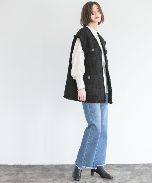 「A part by」 加工ブーツカットデニムパンツ MEDIUM ブラック レディース