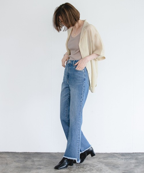「A part by」 加工ブーツカットデニムパンツ MEDIUM ブラック レディース