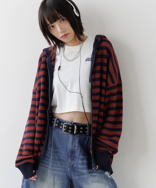 パーカー 「UNISEX」ボーダーメッシュパーカー レディース メンズ