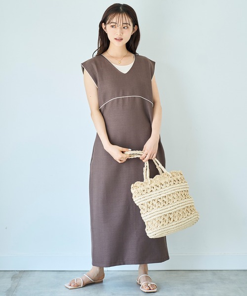 mil（ミル） ジャンパースカート 配色パイピング ジャンスカ 「587141