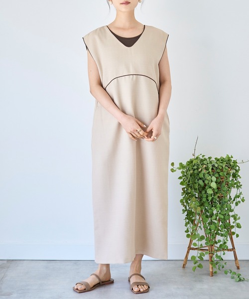 mil（ミル） ジャンパースカート 配色パイピング ジャンスカ 「587141