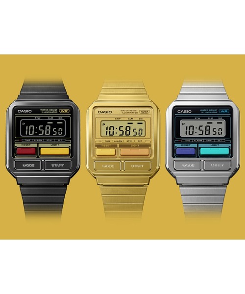 「CASIO」 デジタル腕時計 FREE ブラック×シルバー メンズ