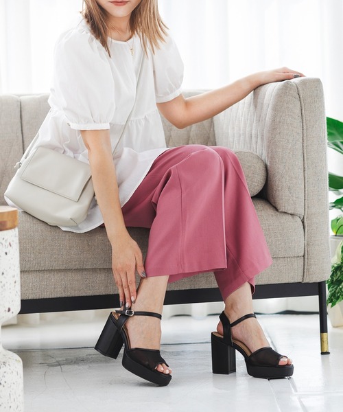 「attagirl」 ヒールサンダル LL ブラック レディース_画像3