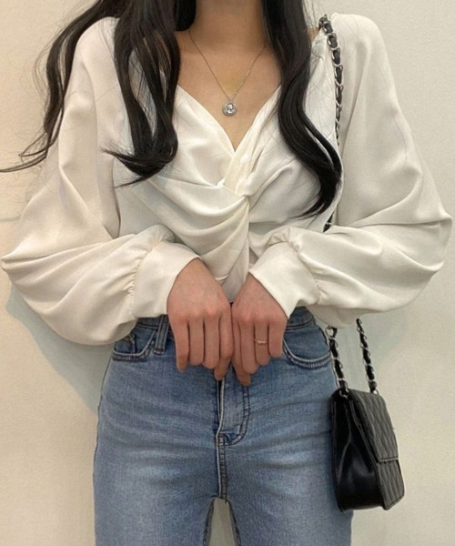 ReRe ブラウス シャツ ツイストデザインブラウス レディース