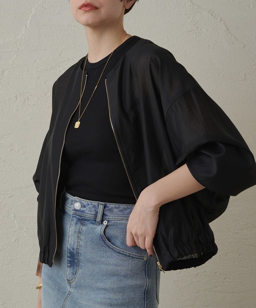 今期完売☆Loungedress ラウンジドレス シアーブルゾン ブラック☆新品 Loungedress（ラウンジドレス） ブルゾン FREE ブラック レディース