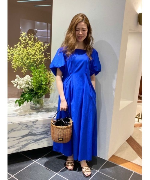 「EPOCA THE SHOP」 半袖ワンピース 38 ブルー レディース_画像3