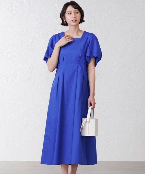 「EPOCA THE SHOP」 半袖ワンピース 38 ブルー レディース_画像4