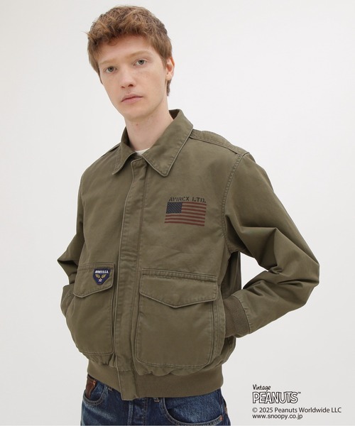 ブルゾン アウター 「AVIREX × PEANUTS」COTTON A-2 ”FLYING ACE”  / A-2 ”フライングエース” / ピーナの画像