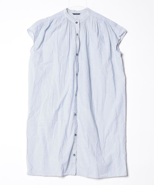 SHIPS（シップス） ストライプ柄半袖ワンピース - ブルー レディース