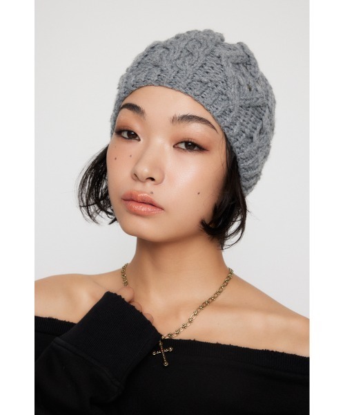 LAGUA GEM（ラグアジェム） 帽子 ベレー帽 STUDS CABLE ベレー