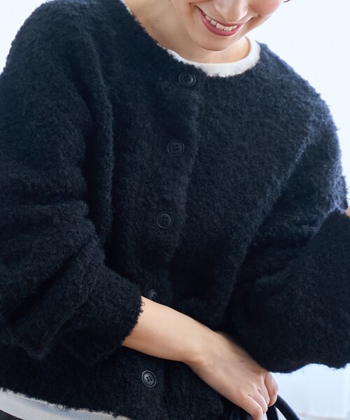 coen ニット セーター ブークレ 2way ミックスニットカーディガン