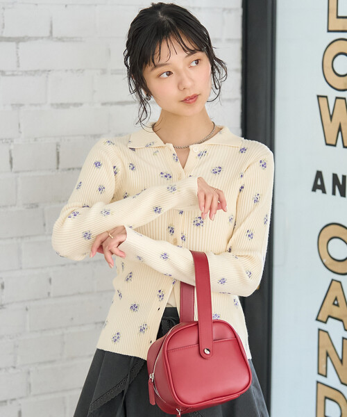 極美品✨ スーパービューティー カーディガン フリル襟 フラワー刺繍 リブニット 極美品✨ スーパービューティー カーディガン フリル襟 フラワー刺繍