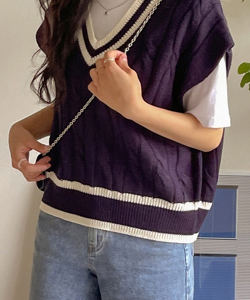 「SONA」 ノースリーブニット FREE グリーン系その他 レディース_画像6