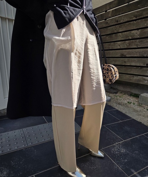 Ameri（アメリ） スラックス パンツ HALF SHEER LAYERED PANTS