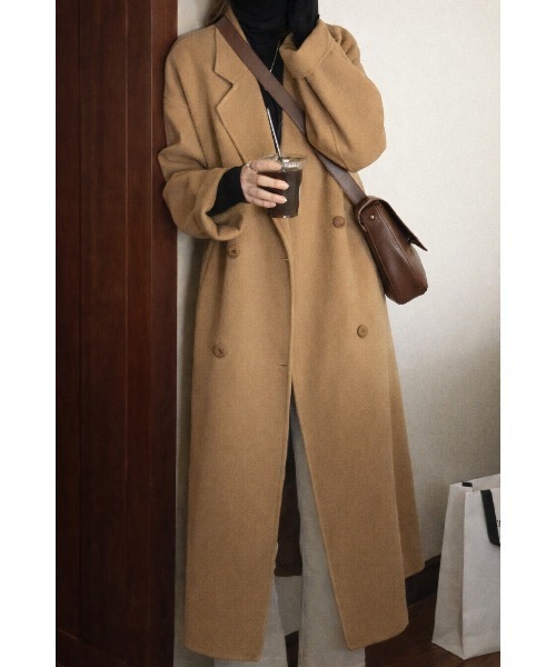 コート チェスターコート ダブルブレストロングコート レディース