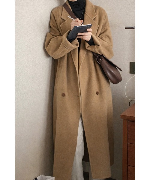 コート チェスターコート ダブルブレストロングコート レディース