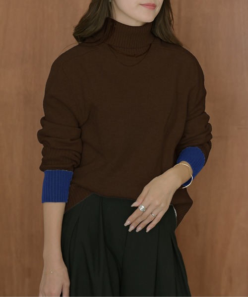 CELINE  バイカラータートルニット ニット セーター 袖口バイカラータートルネックニット レディース