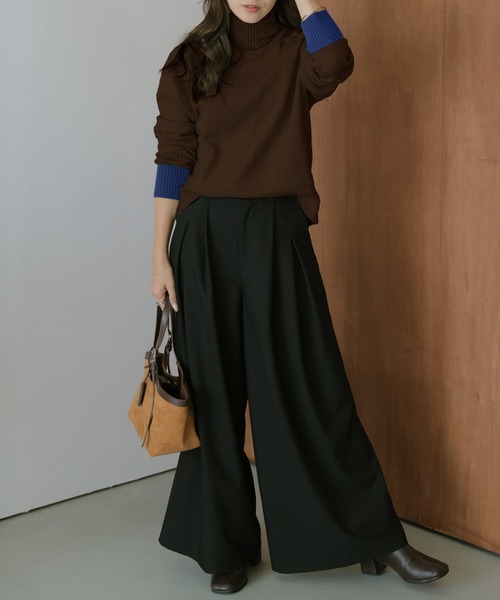 CELINE  バイカラータートルニット ニット セーター 袖口バイカラータートルネックニット レディース