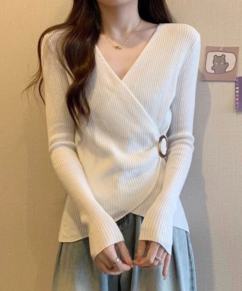 Sally Lunn ニット セーター ウエストマーククロスニットトップス