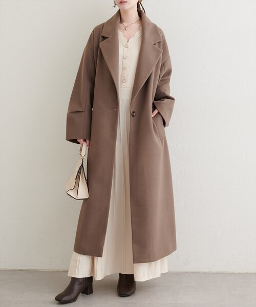 natural couture ワンピース スカラッププリーツニットワンピース