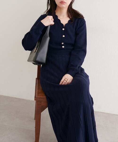 新品未使用　ジャスグリッティー　カーデ付きスカラネックニットワンピース　M NATURAL BEAUTY BASIC（ナチュラルビューティーベーシック