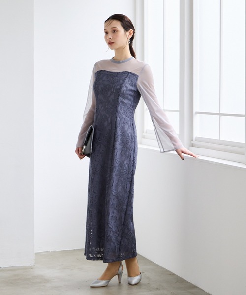 ワンピース eme AIMER（エメ） 7分袖ワンピース MEDIUM ブルー レディース : ZOZOTOWN