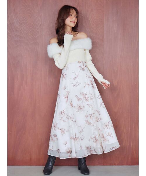 MERCURYDUO（マーキュリーデュオ） ワンピース 花柄オフショルニット