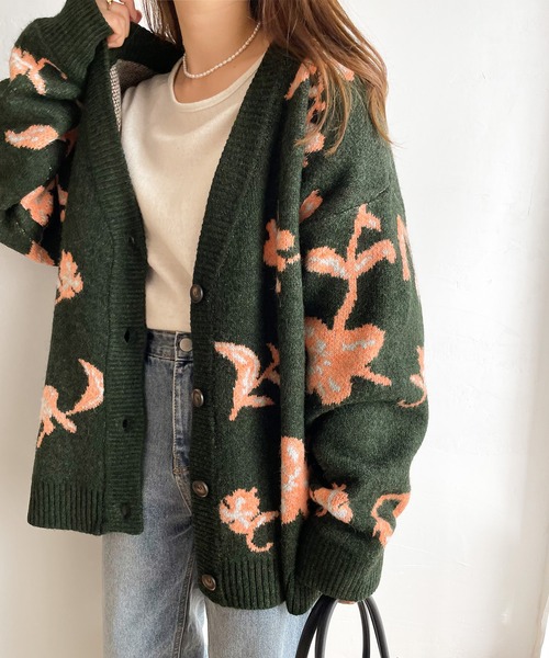 「classicalelf」 ニットカーディガン LARGE チャコールグレー レディース_画像9