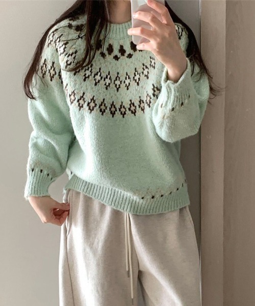 ニット セーター ノルディック柄ニットトップス レディース : ZOZOTOWN