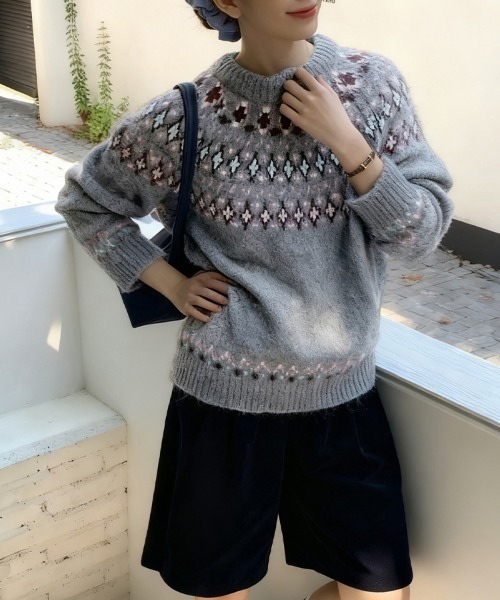 ニット セーター ノルディック柄ニットトップス レディース : ZOZOTOWN
