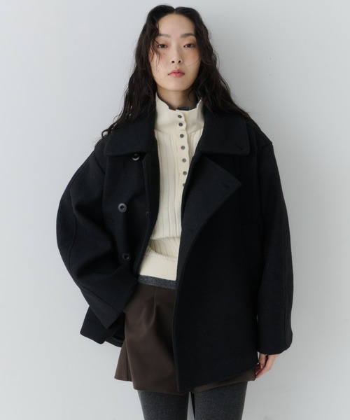 NUJOH ピーコート pコート Belted Volume Short Coat / ベルテッド