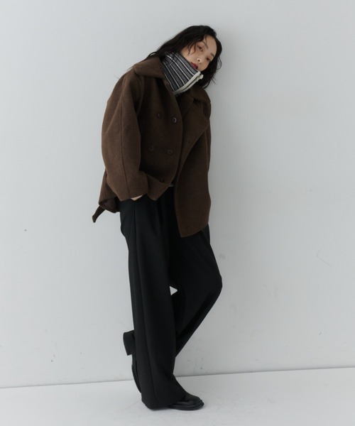 NUJOH ピーコート pコート Belted Volume Short Coat / ベルテッド