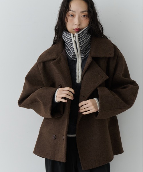 NUJOH ピーコート pコート Belted Volume Short Coat / ベルテッド