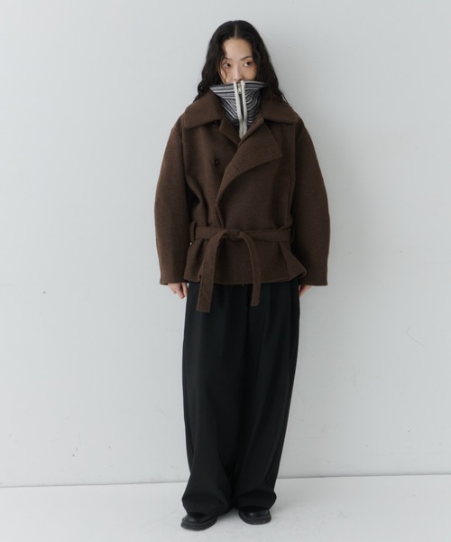 NUJOH ピーコート pコート Belted Volume Short Coat / ベルテッド