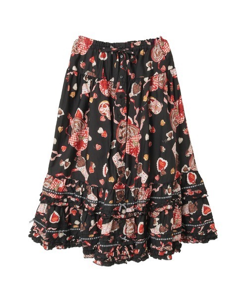 美品✨PINK HOUSE ピコフリル　コットンスカート　黒　ガーリー 美品✨PINK HOUSE ピコフリル コットンスカート 黒 ガーリー ピンク