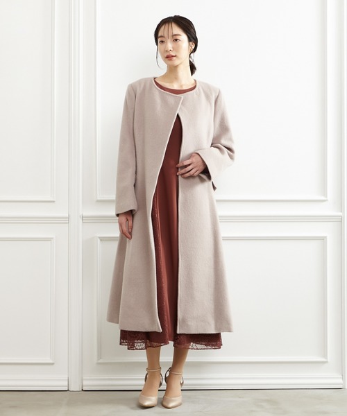 「AIMER」 ノーカラーコート MEDIUM ライトグレー レディース_画像5