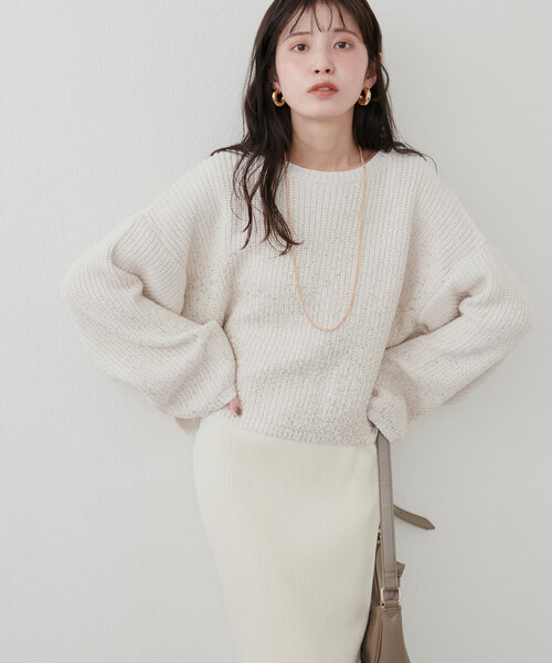 「natural couture」 長袖ニット FREE アイボリー レディース_画像2