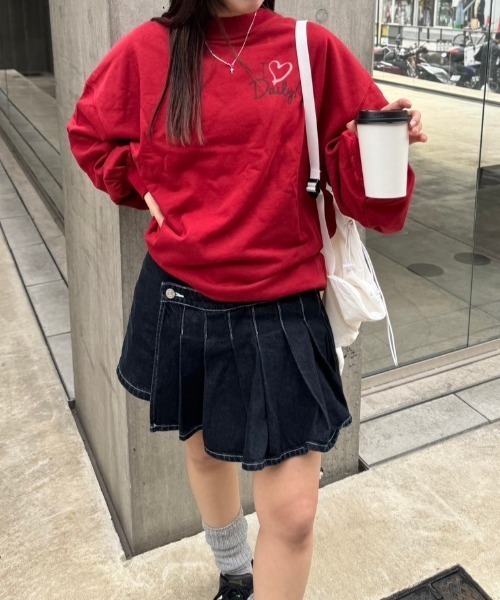 「nemne store」 スウェットカットソー SMALL レッド レディース_画像3