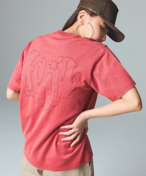 X-girl（エックスガール） tシャツ 半袖 PIGMENT DYED HEART AND LOGO