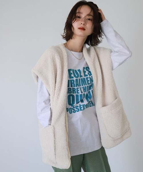 「SLOBE citron.」 ベスト FREE カーキ レディース_画像6