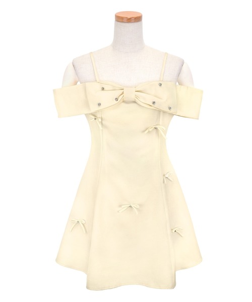 Tika（ティカ） ドレス キャバドレス ミニ フレア リボンモチーフ オフ