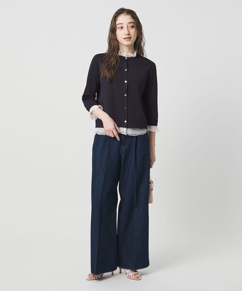 UNITED ARROWS フリルネイビーカーディガン フォックス カシミヤ フリル カーディガン （カーディガン・ボレロ