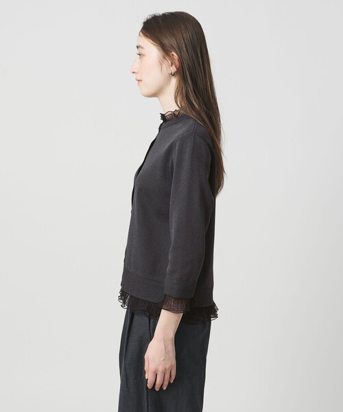 新品United ARROWS フリルニットブラックカーディガン フリーサイズ UNITED ARROWS green label relaxing フロント フリル ニット