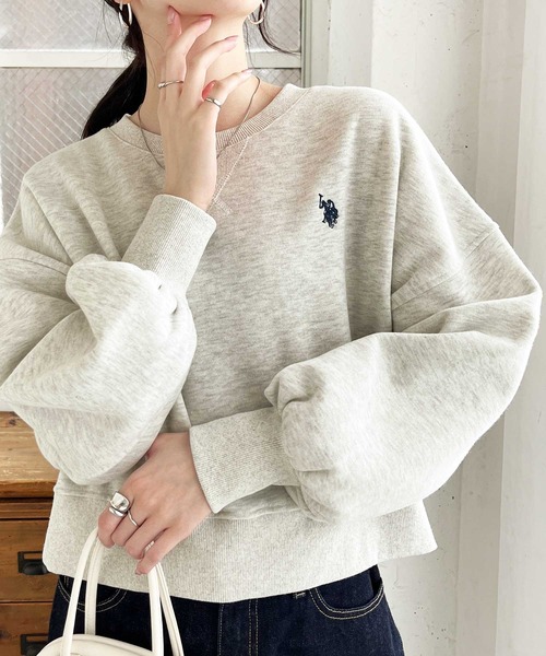 「U.S. POLO ASSN.」 スウェットカットソー MEDIUM オートミール レディース_画像2