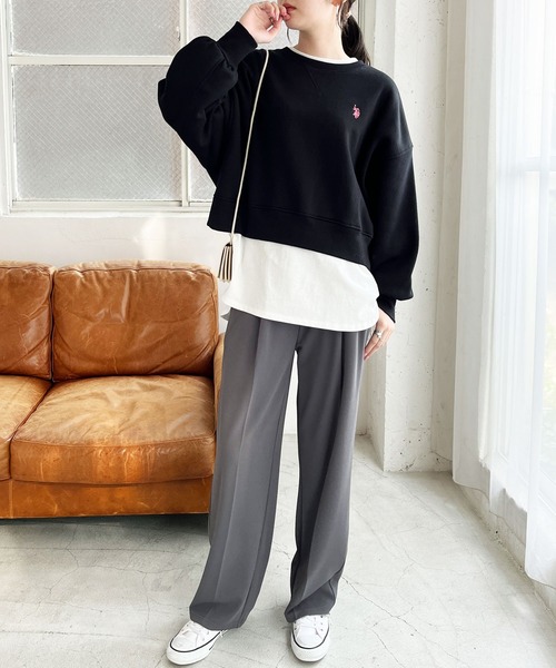 「U.S. POLO ASSN.」 スウェットカットソー MEDIUM オートミール レディース_画像3